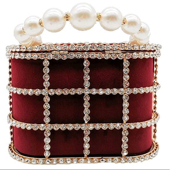 ๐ Top Handle Diamond and Pearls Handbag - Picture 3 of 14